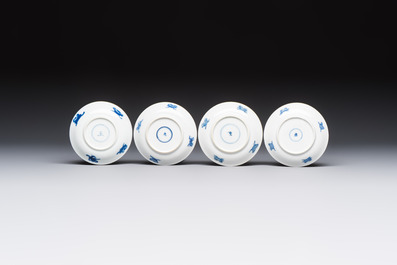 10 Chinese blue and white cups and 16 saucers, Kangxi and later