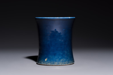 A Chinese powder-blue brush pot, 19th C.