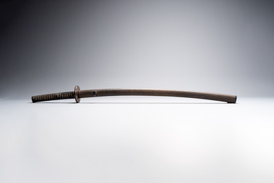 A Japanese katana, signed Hizen no Kuni Dewa no Kami Fujiwara Yukihiro, with koshirae, Edo, dated Genroku 15 (1702)