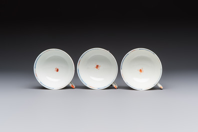 Ten Chinese Imari-style 'Riverscape' cups and saucers, Qianlong