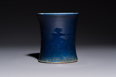 A Chinese powder-blue brush pot, 19th C.