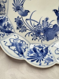 A pair of Japanese Arita blue and white 'Birds among Flowering Branches' plates, Edo 18th C.