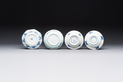 10 Chinese blue and white cups and 16 saucers, Kangxi and later