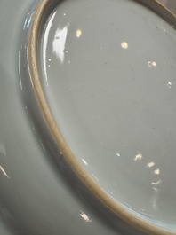 A Chinese blue and white dish with landscape design, Qianlong