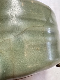A Chinese Longquan celadon 'Bagua' tripod censer, Ming