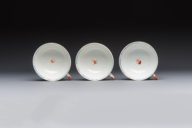 Ten Chinese Imari-style 'Riverscape' cups and saucers, Qianlong
