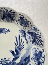 A pair of Japanese Arita blue and white 'Birds among Flowering Branches' plates, Edo 18th C.