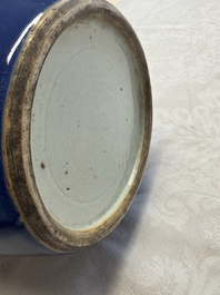 A pair of Chinese blue and white covered vases and two covered jars, Kangxi mark, 19th C