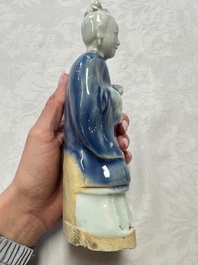 Five Chinese blue and white figures, Qianlong/Jiaqing