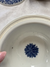 Two Chinese blue and white 'Chilong' covered warming bowls, Guangxu mark and of the period