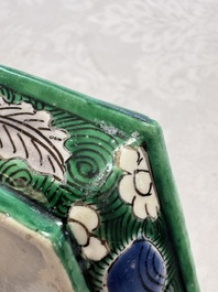 A Chinese verte biscuit eight-piece sweetmeat set with flying horses, 19th C.