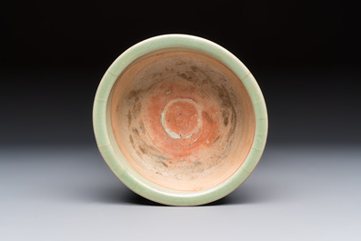 A Chinese Longquan celadon 'Bagua' tripod censer, Ming