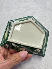 A Chinese verte biscuit eight-piece sweetmeat set with flying horses, 19th C.