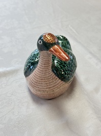 A Chinese export famille rose goose-form tureen and stand, Qianlong
