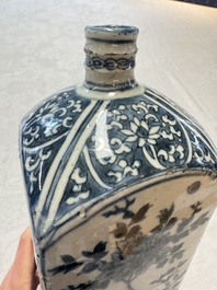 A Chinese blue and white kendi and a square flask, Wanli