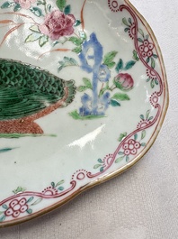 A Chinese export famille rose goose-form tureen and stand, Qianlong