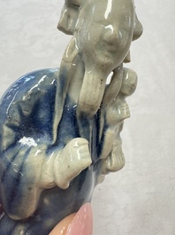Five Chinese blue and white figures, Qianlong/Jiaqing
