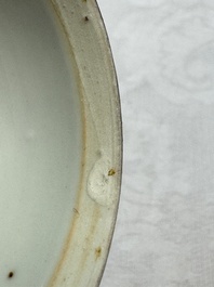 A Chinese famille rose wine pot and a pair of covered wine warming bowls with cups, Qianlong and Wang Fulong Zhi 汪福隆制 marks, 19/20th C.