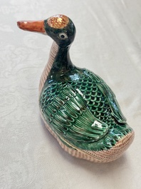 A Chinese export famille rose goose-form tureen and stand, Qianlong