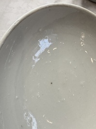 Two Chinese blue and white 'Chilong' covered warming bowls, Guangxu mark and of the period