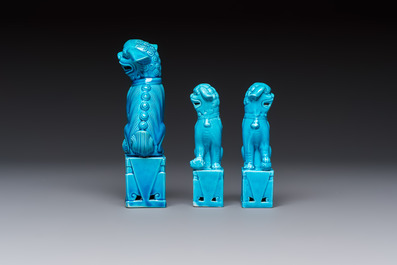 Six Chinese turquoise-glazed wares, 19/20th C.