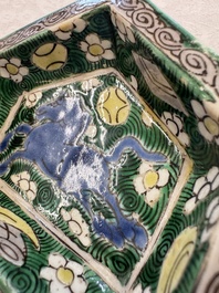 A Chinese verte biscuit eight-piece sweetmeat set with flying horses, 19th C.