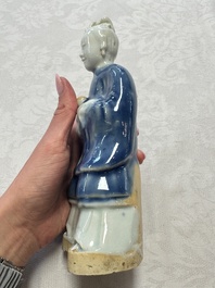 Five Chinese blue and white figures, Qianlong/Jiaqing