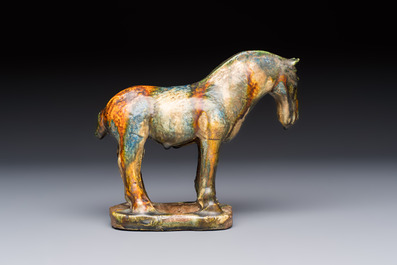 A Chinese sancai-glazed horse, probably Tang