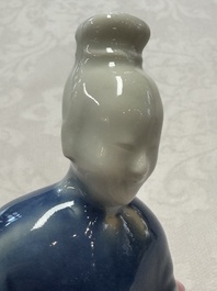 Five Chinese blue and white figures, Qianlong/Jiaqing