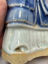 Five Chinese blue and white figures, Qianlong/Jiaqing
