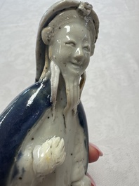 Five Chinese blue and white figures, Qianlong/Jiaqing