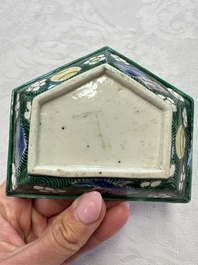 A Chinese verte biscuit eight-piece sweetmeat set with flying horses, 19th C.