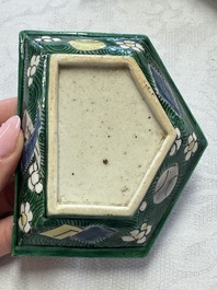 A Chinese verte biscuit eight-piece sweetmeat set with flying horses, 19th C.