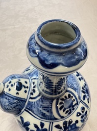 A Chinese blue and white kendi and a square flask, Wanli