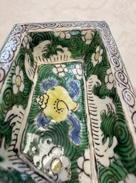 A Chinese verte biscuit eight-piece sweetmeat set with flying horses, 19th C.