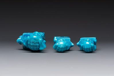 Six Chinese turquoise-glazed wares, 19/20th C.