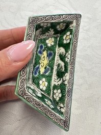 A Chinese verte biscuit eight-piece sweetmeat set with flying horses, 19th C.