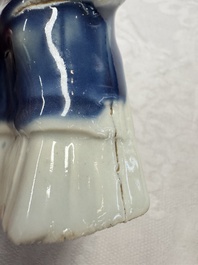Five Chinese blue and white figures, Qianlong/Jiaqing