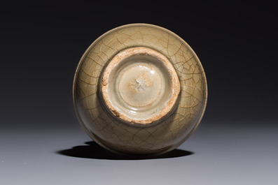 A Chinese Longquan celadon vase with handles, Ming