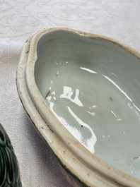 A Chinese export famille rose goose-form tureen and stand, Qianlong