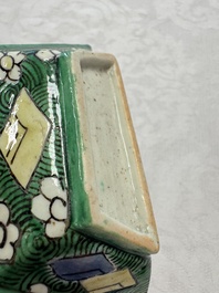 A Chinese verte biscuit eight-piece sweetmeat set with flying horses, 19th C.