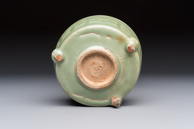 A Chinese Longquan celadon 'Bagua' tripod censer, Ming
