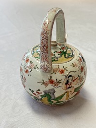 A Japanese Arita wine pot and cover with figural design, Edo, 17th C.
