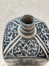 A Chinese blue and white kendi and a square flask, Wanli