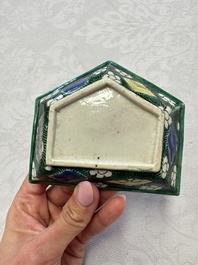 A Chinese verte biscuit eight-piece sweetmeat set with flying horses, 19th C.