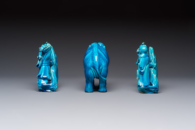 Six Chinese turquoise-glazed wares, 19/20th C.