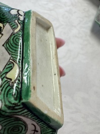 A Chinese verte biscuit eight-piece sweetmeat set with flying horses, 19th C.