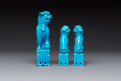 Six Chinese turquoise-glazed wares, 19/20th C.