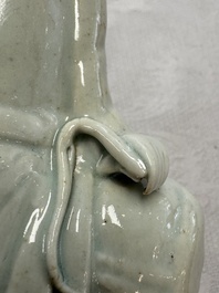 Two Chinese Dehua blanc-de-Chine Buddhist lions, three famille rose figures, and a white-glazed group, Kangxi and later