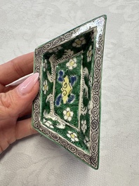 A Chinese verte biscuit eight-piece sweetmeat set with flying horses, 19th C.
